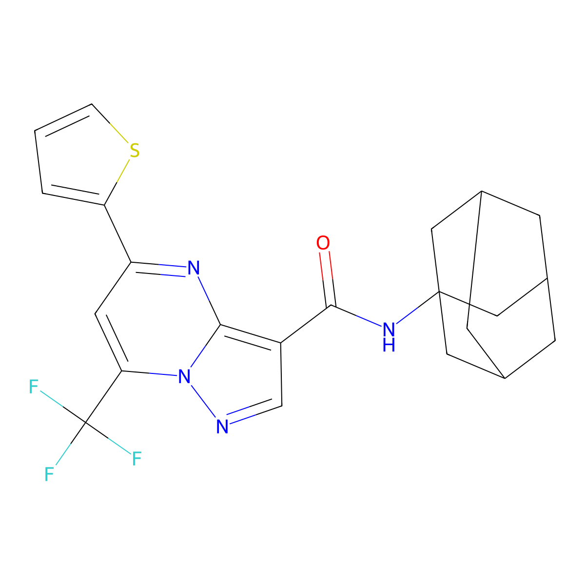 N-(1-Adamantyl)-5-(2-thienyl)-7-(trifluoromethyl)pyrazolo[1,5-A]pyrimidine-3-carboxamide molecular structure, CAS 676521-91-8