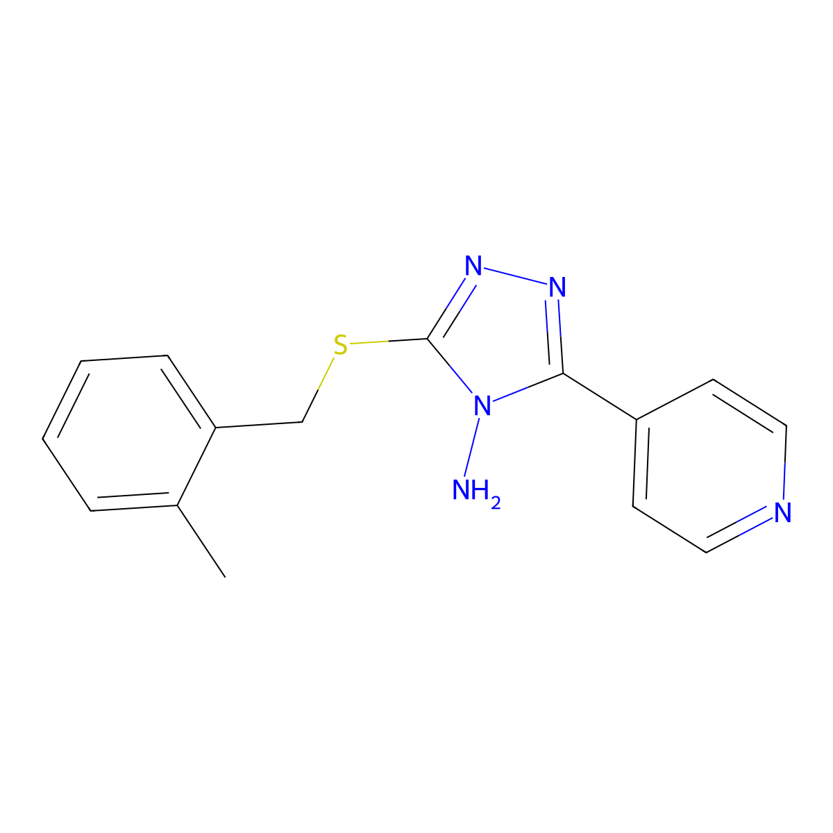 3-[(2-Methylphenyl)methylthio]-5-(4-pyridyl)-1,2,4-triazole-4-ylamine molecular structure, CAS 676521-94-1
