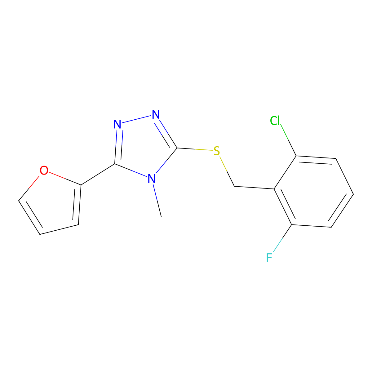 3-[(6-Chloro-2-fluorophenyl)methylthio]-5-(2-furyl)-4-methyl-1,2,4-triazole molecular structure, CAS 676522-21-7