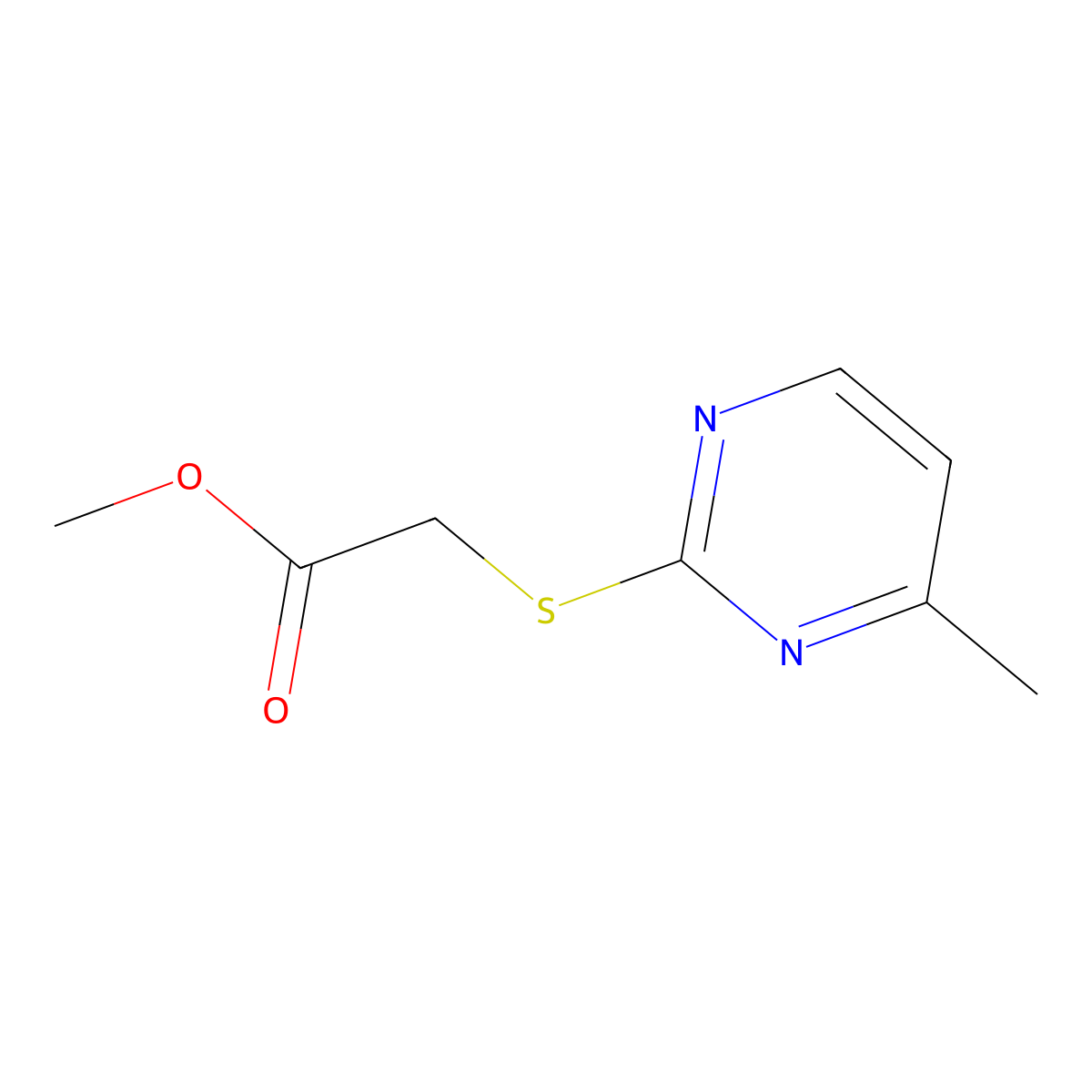 Methyl 2-((4-methylpyrimidin-2-yl)thio)acetate molecular structure, CAS 676522-23-9