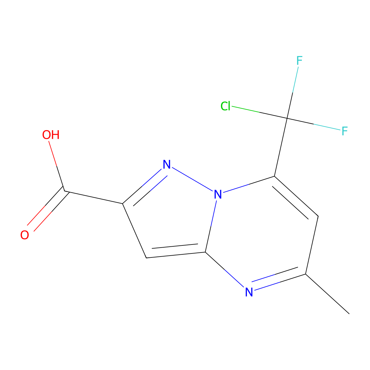 7-(Chlorodifluoromethyl)-5-methylpyrazolo[1,5-a]pyrimidine-2-carboxylic acid molecular structure, CAS 676522-75-1