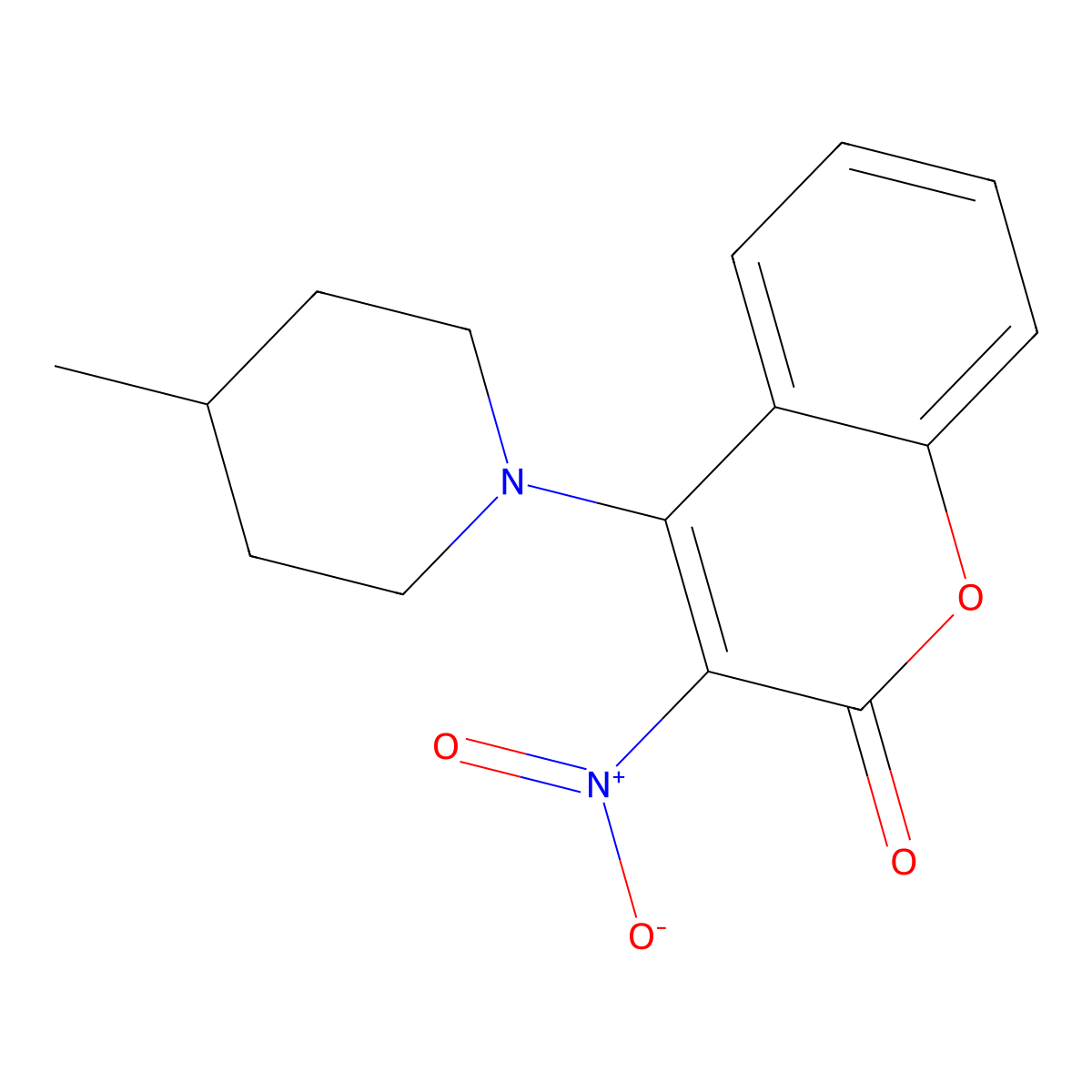 4-(4-methylpiperidin-1-yl)-3-nitro-2H-chromen-2-one molecular structure, CAS 676522-77-3