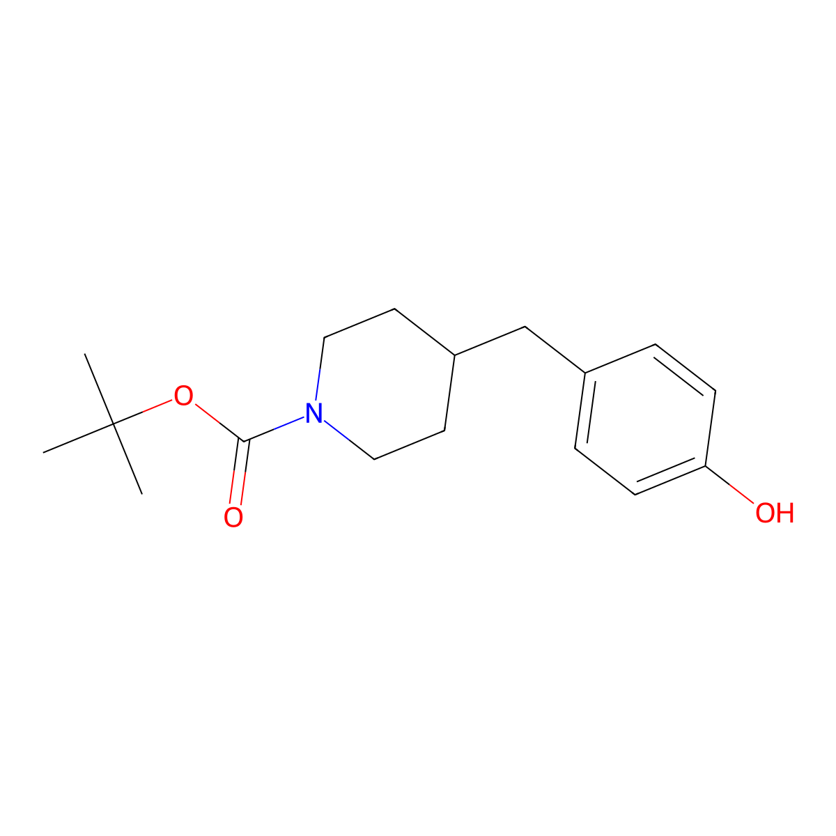 tert-Butyl 4-(4-hydroxybenzyl)piperidine-1-carboxylate molecular structure, CAS 676528-97-5