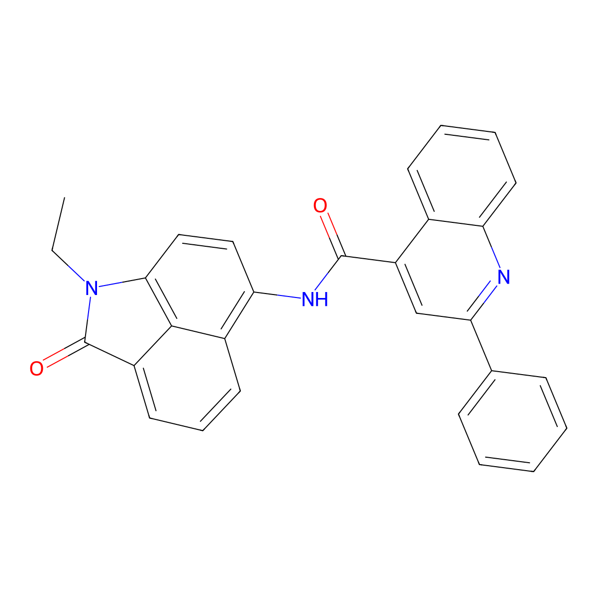 N-(1-ethyl-2-oxo-1,2-dihydrobenzo[cd]indol-6-yl)-2-phenylquinoline-4-carboxamide molecular structure, CAS 676529-11-6