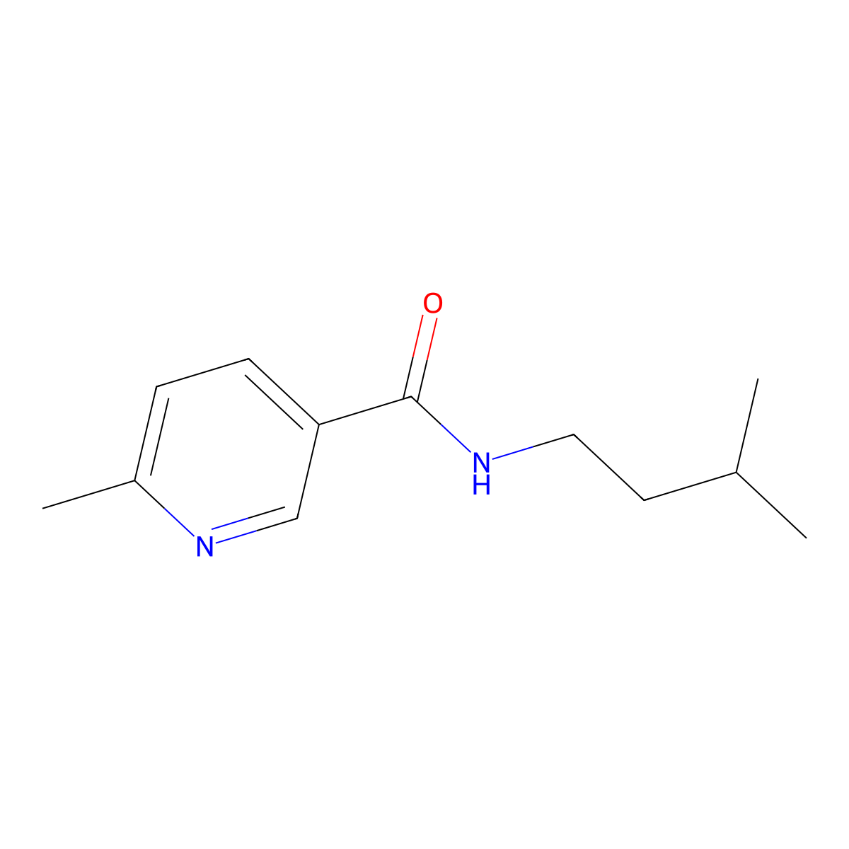 6-methyl-N-(3-methylbutyl)pyridine-3-carboxamide molecular structure, CAS 676533-31-6