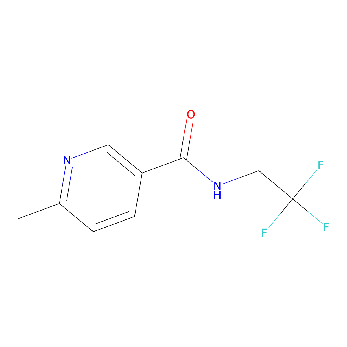 6-methyl-N-(2,2,2-trifluoroethyl)pyridine-3-carboxamide molecular structure, CAS 676533-52-1