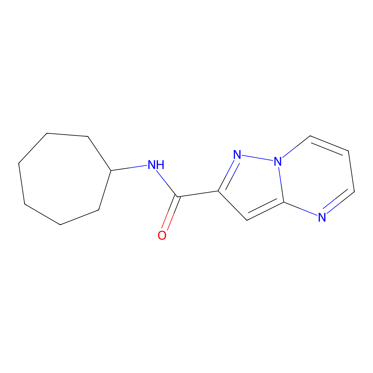 N-cycloheptylpyrazolo[1,5-a]pyrimidine-2-carboxamide molecular structure, CAS 676538-07-1