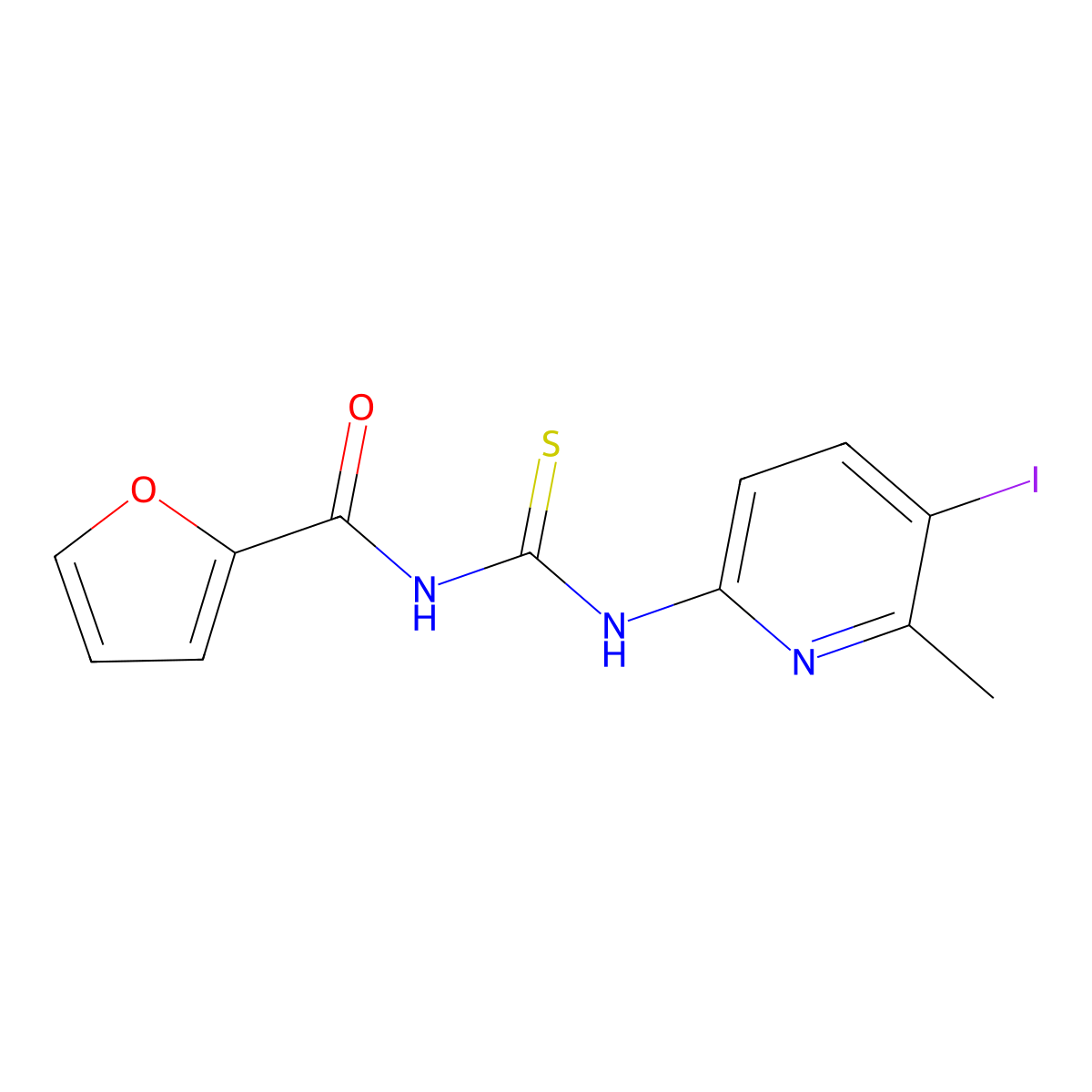 N-[(5-iodo-6-methylpyridin-2-yl)carbamothioyl]furan-2-carboxamide molecular structure, CAS 676538-51-5