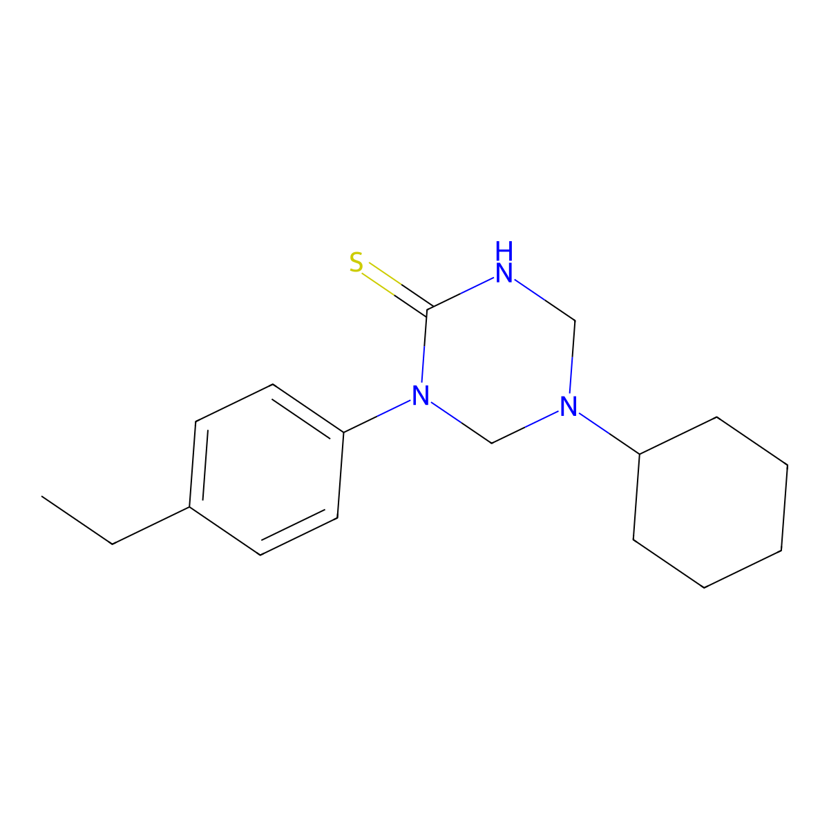 5-Cyclohexyl-1-(4-ethylphenyl)-1,3,5-triazinane-2-thione molecular structure, CAS 676538-89-9