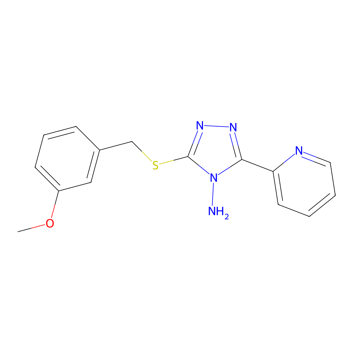 3-((3-Methoxybenzyl)thio)-5-(2-pyridinyl)-4H-1,2,4-triazol-4-ylamine molecular structure, CAS 676539-11-0