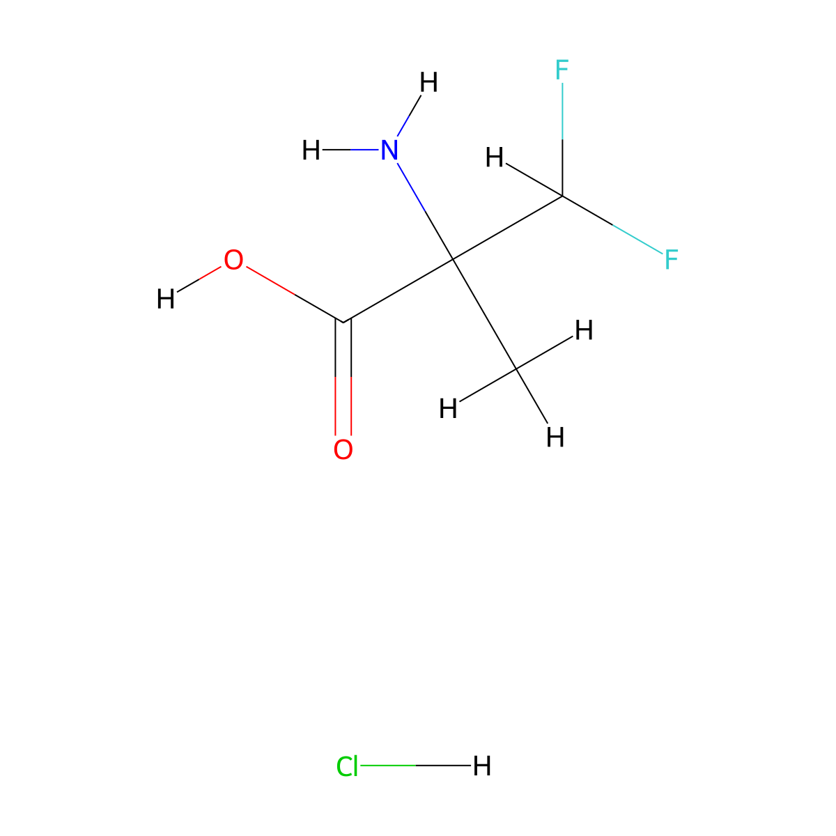 2-Amino-3,3-difluoro-2-methylpropanoic acid hydrochloride molecular structure, CAS 67654-64-2