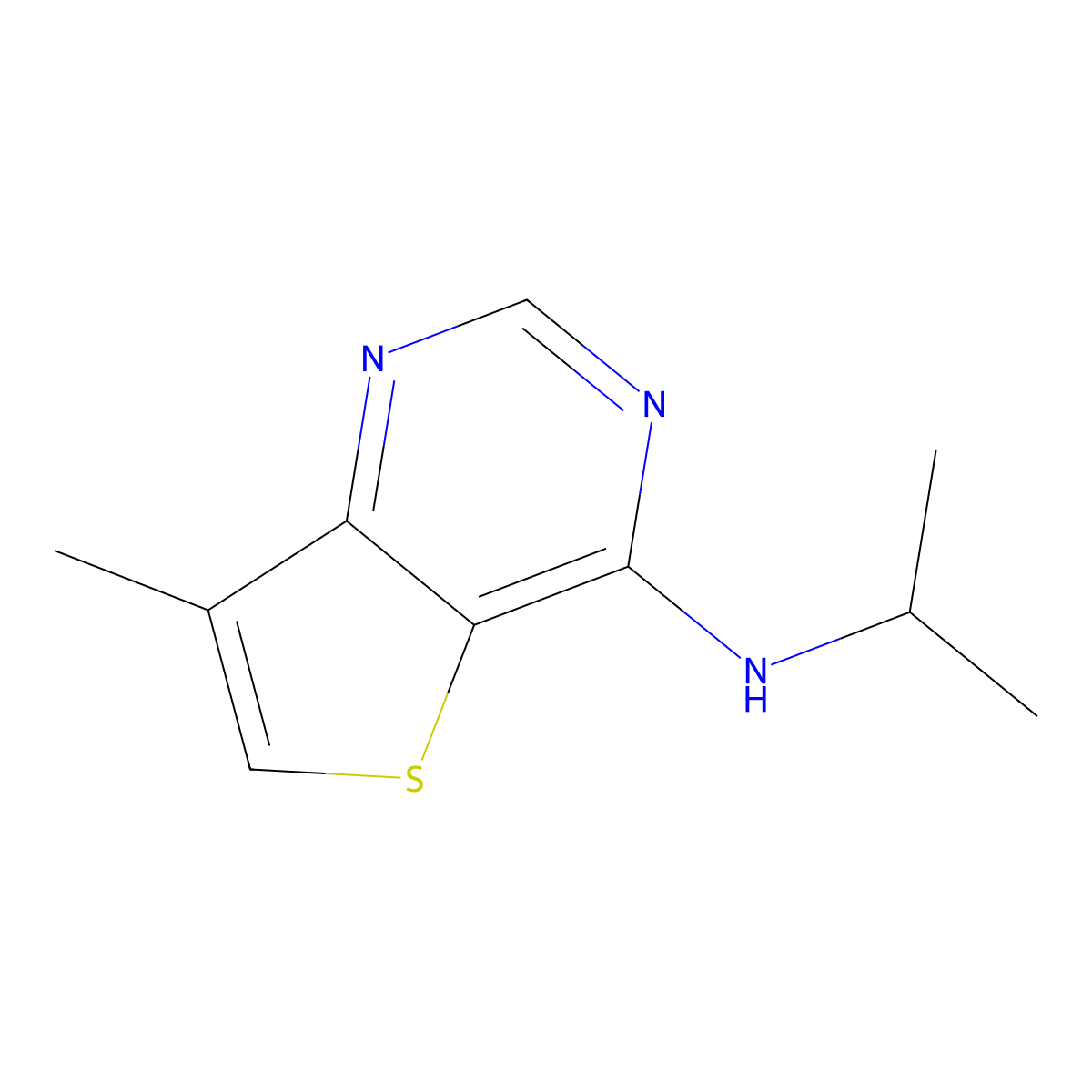 7-methyl-N-propan-2-ylthieno[3,2-d]pyrimidin-4-amine molecular structure, CAS 676546-07-9