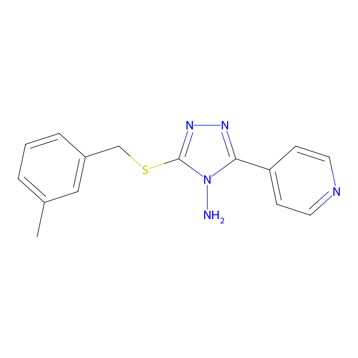 3-[(3-Methylphenyl)methylthio]-5-(4-pyridyl)-1,2,4-triazole-4-ylamine molecular structure, CAS 676548-28-0