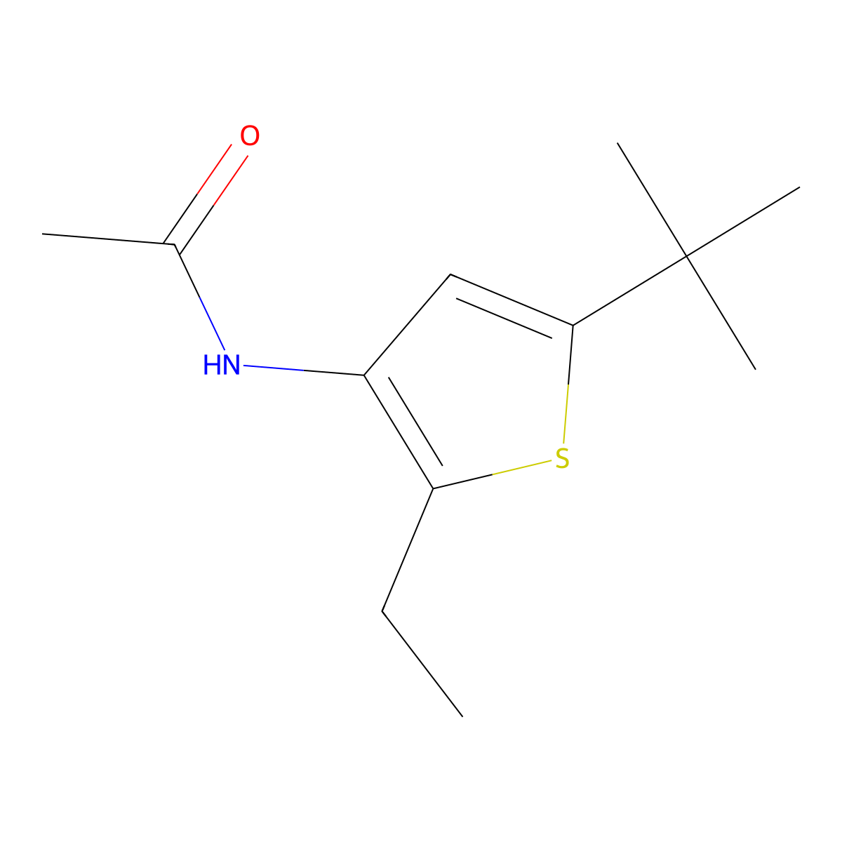N-(5-tert-butyl-2-ethylthiophen-3-yl)acetamide molecular structure, CAS 676549-93-2
