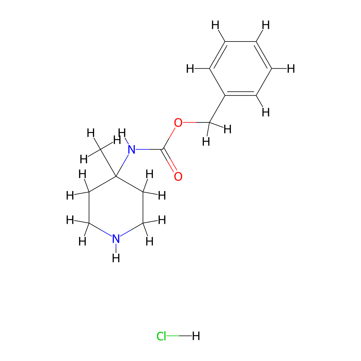 Benzyl (4-methylpiperidin-4-yl)carbamate hydrochloride molecular structure, CAS 676559-74-3