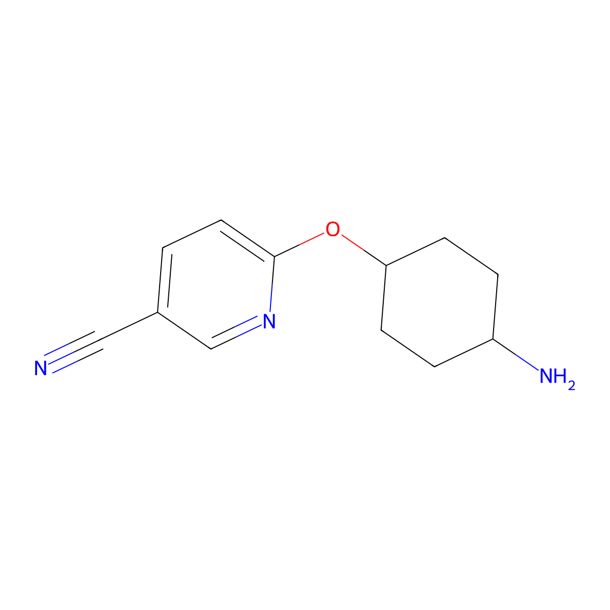 6-[(4-Aminocyclohexyl)oxy]pyridine-3-carbonitrile molecular structure, CAS 676560-38-6