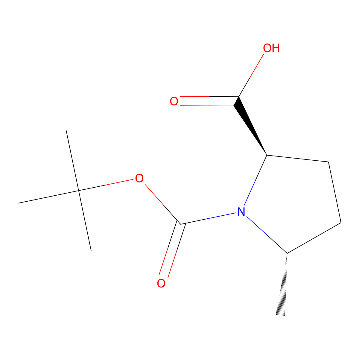 (2R,5S)-1-(tert-Butoxycarbonyl)-5-methylpyrrolidine-2-carboxylic acid molecular structure, CAS 676562-01-9