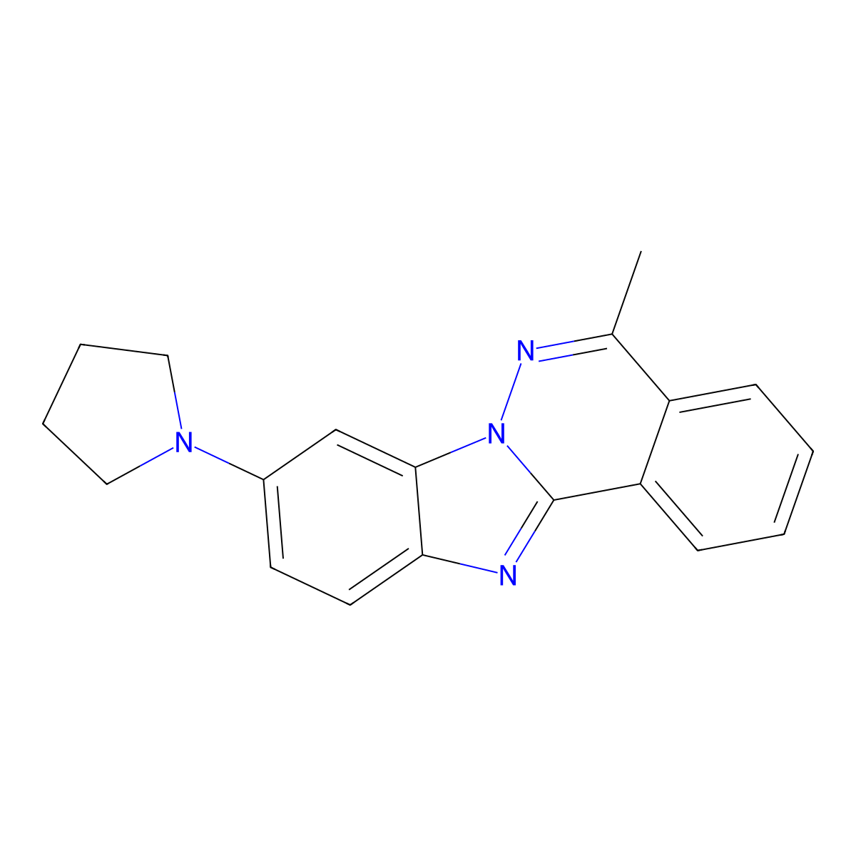 5-Methyl-9-pyrrolidin-1-ylbenzimidazolo[2,1-a]phthalazine molecular structure, CAS 676562-75-7