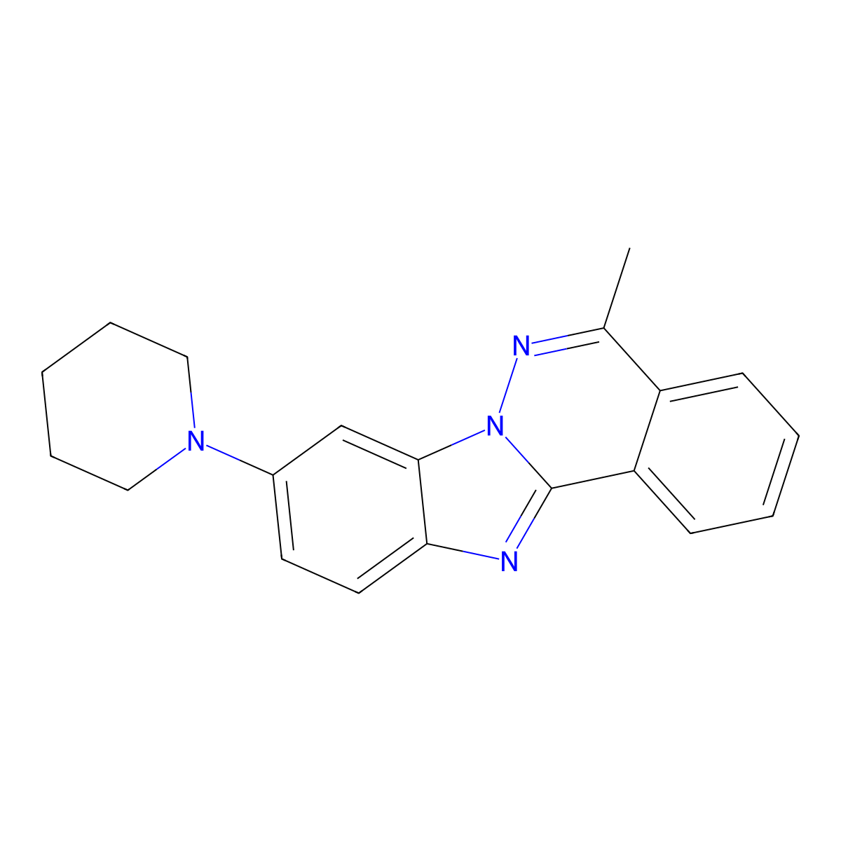 5-Methyl-9-piperidin-1-ylbenzimidazolo[2,1-a]phthalazine molecular structure, CAS 676562-76-8