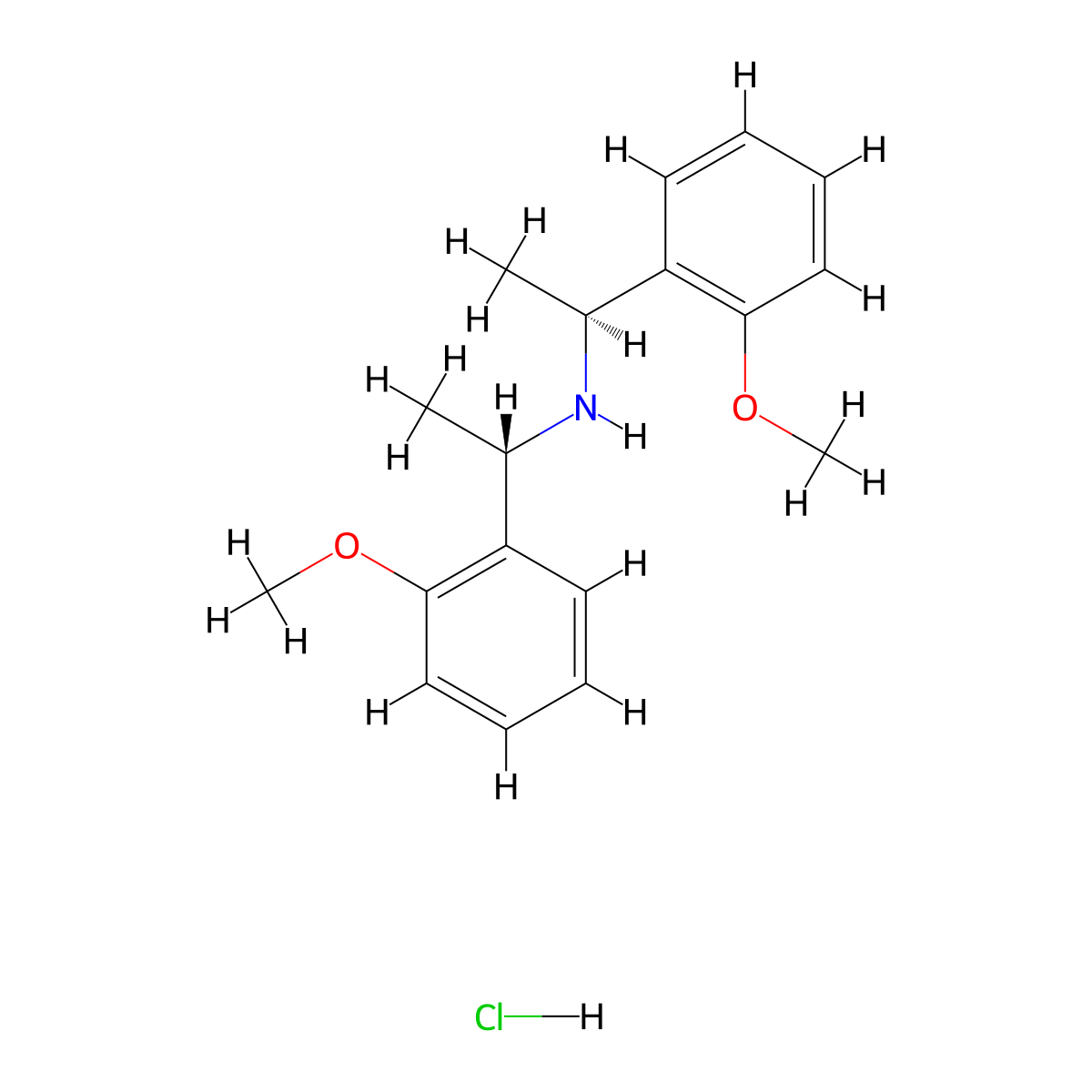 (S)-Bis((S)-1-(2-methoxyphenyl)ethyl)amine hydrochloride molecular structure, CAS 676567-87-6