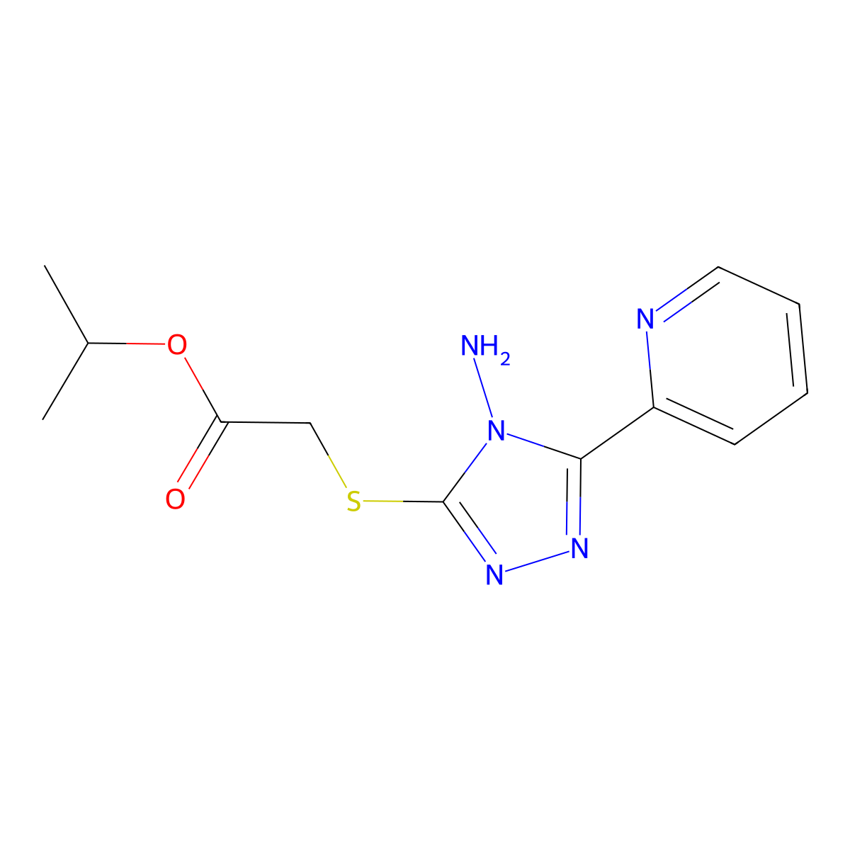Isopropyl ((4-amino-5-(2-pyridinyl)-4H-1,2,4-triazol-3-YL)thio)acetate molecular structure, CAS 676579-17-2
