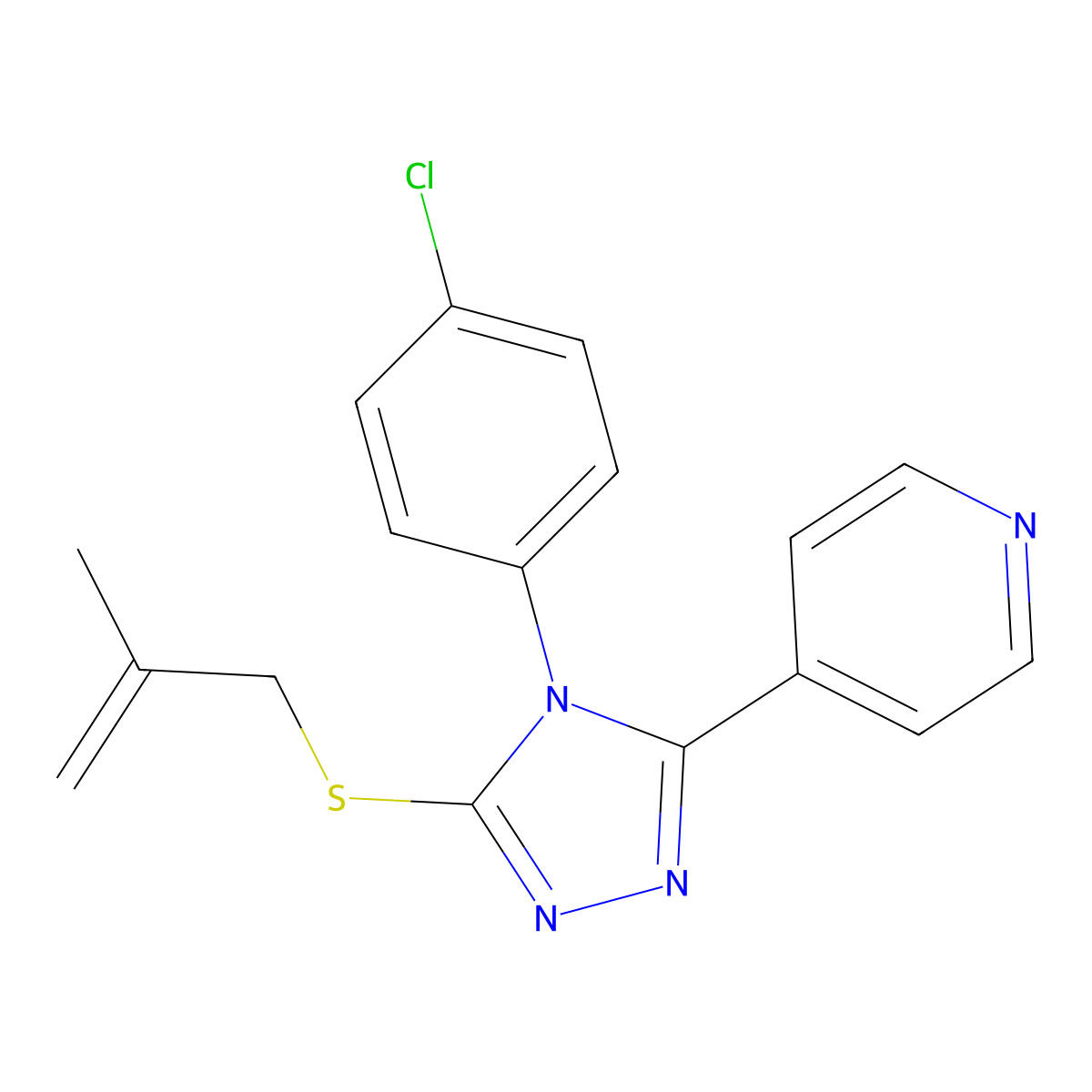 4-(4-(4-CL-PH)-5-((2-Methyl-2-propenyl)thio)-4H-1,2,4-triazol-3-YL)pyridine molecular structure, CAS 676579-34-3