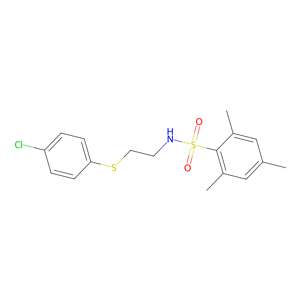 N-[2-(4-chlorophenyl)sulfanylethyl]-2,4,6-trimethylbenzenesulfonamide molecular structure, CAS 676579-55-8