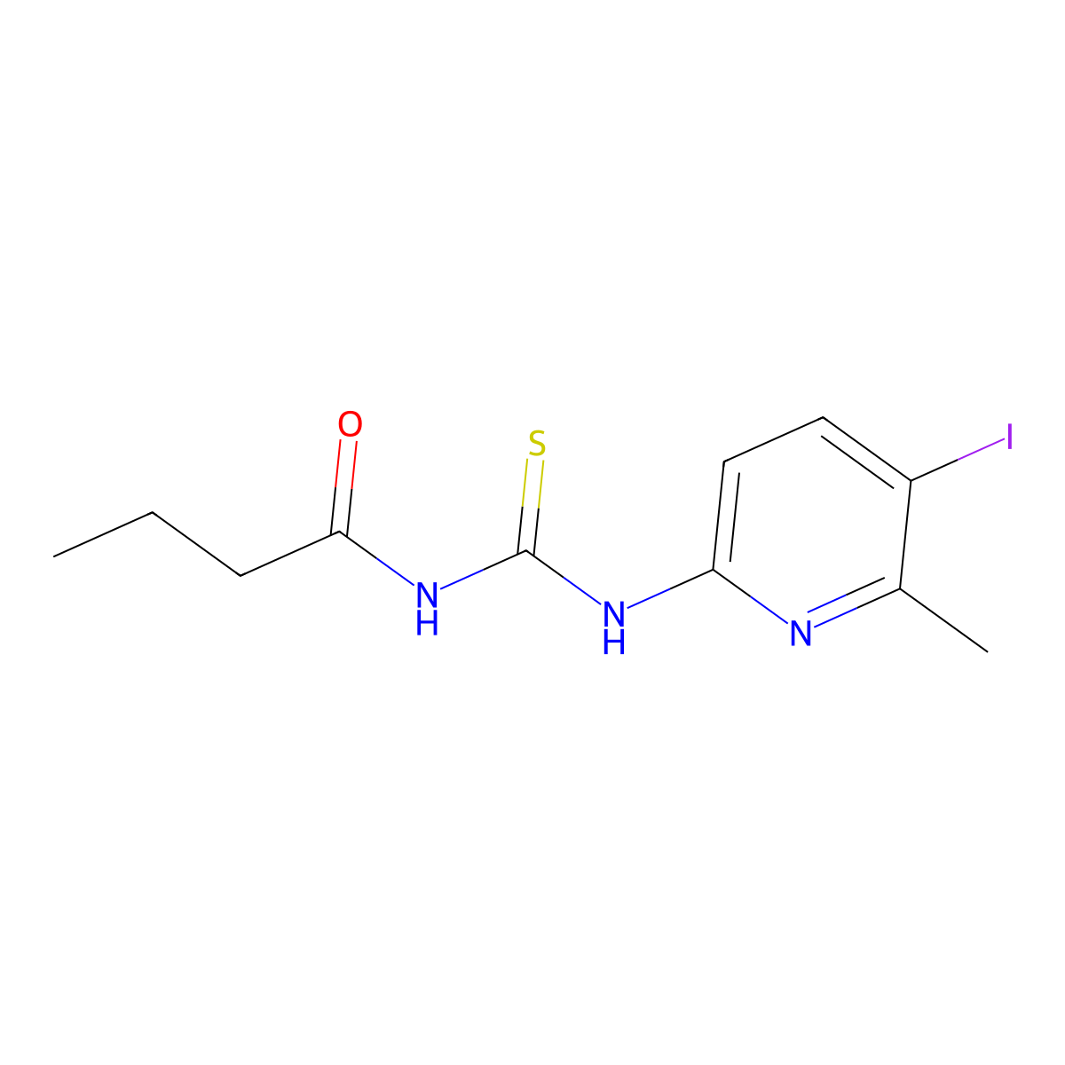 N-[(5-iodo-6-methylpyridin-2-yl)carbamothioyl]butanamide molecular structure, CAS 676580-05-5