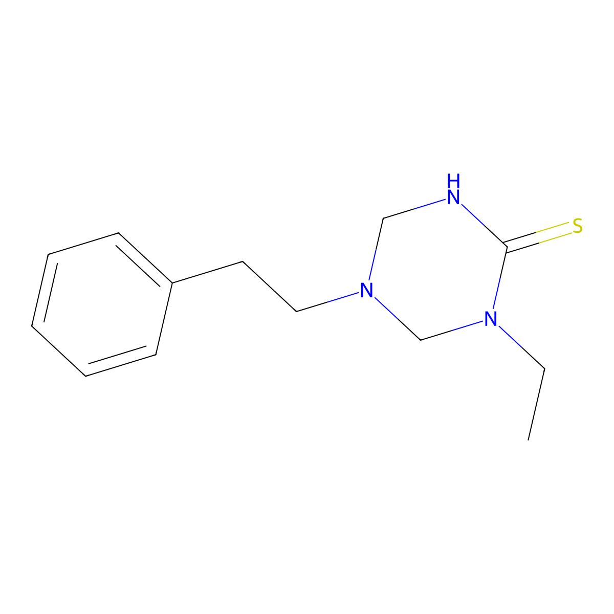 1-Ethyl-5-phenethyl-1,3,5-triazinane-2-thione molecular structure, CAS 676581-17-2
