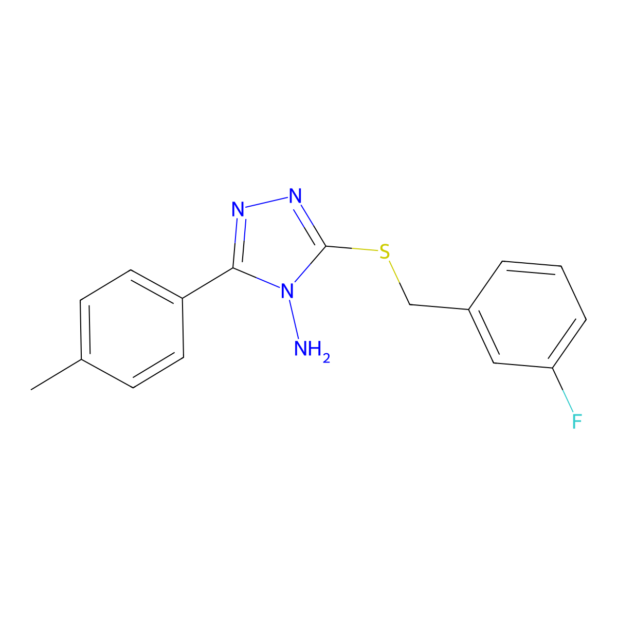 3-((3-Fluorobenzyl)thio)-5-(4-methylphenyl)-4H-1,2,4-triazol-4-amine molecular structure, CAS 676581-20-7