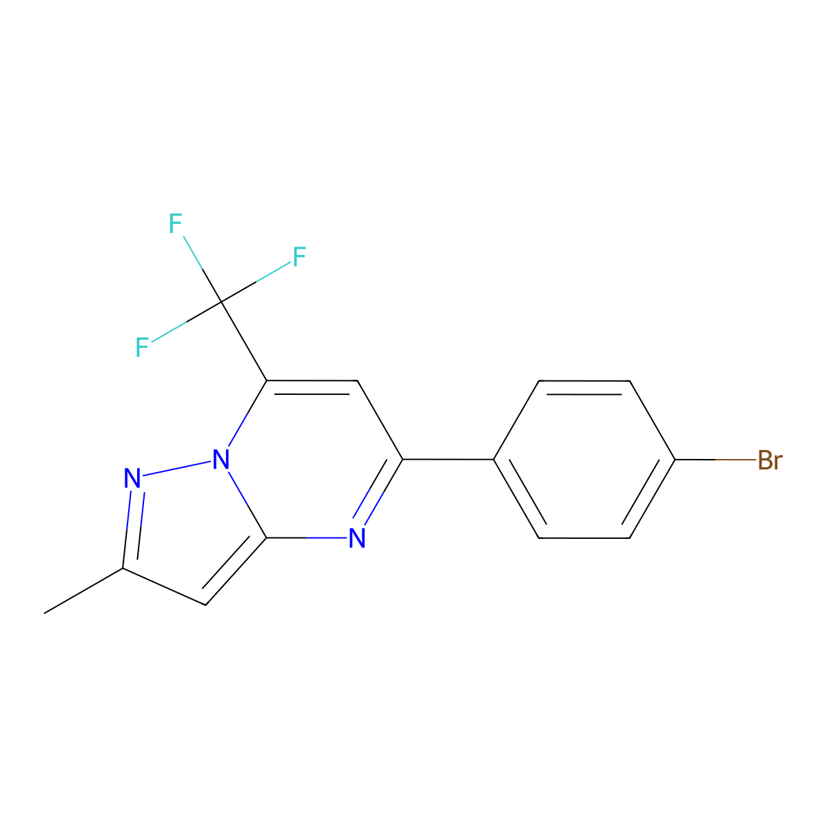 5-(4-Bromophenyl)-2-methyl-7-(trifluoromethyl)pyrazolo[1,5-a]pyrimidine molecular structure, CAS 676581-54-7