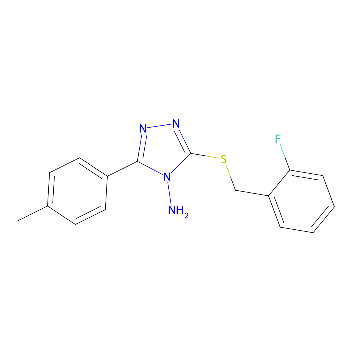 3-((2-Fluorobenzyl)thio)-5-(4-methylphenyl)-4H-1,2,4-triazol-4-amine molecular structure, CAS 676582-23-3
