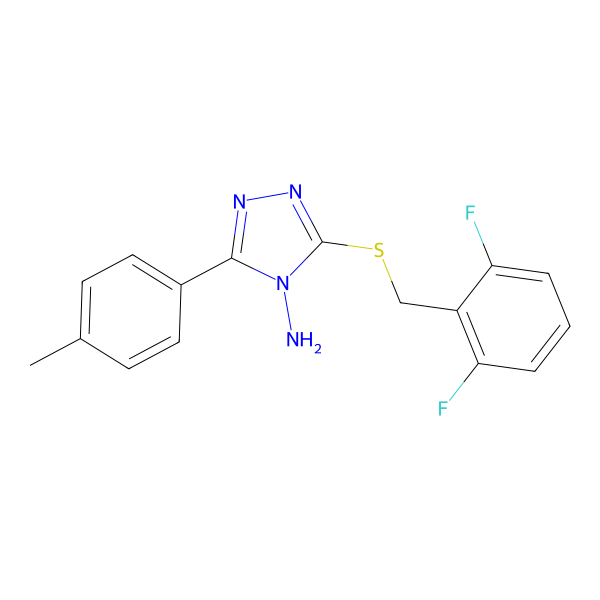 3-((2,6-Difluorobenzyl)thio)-5-(4-methylphenyl)-4H-1,2,4-triazol-4-ylamine molecular structure, CAS 676582-30-2