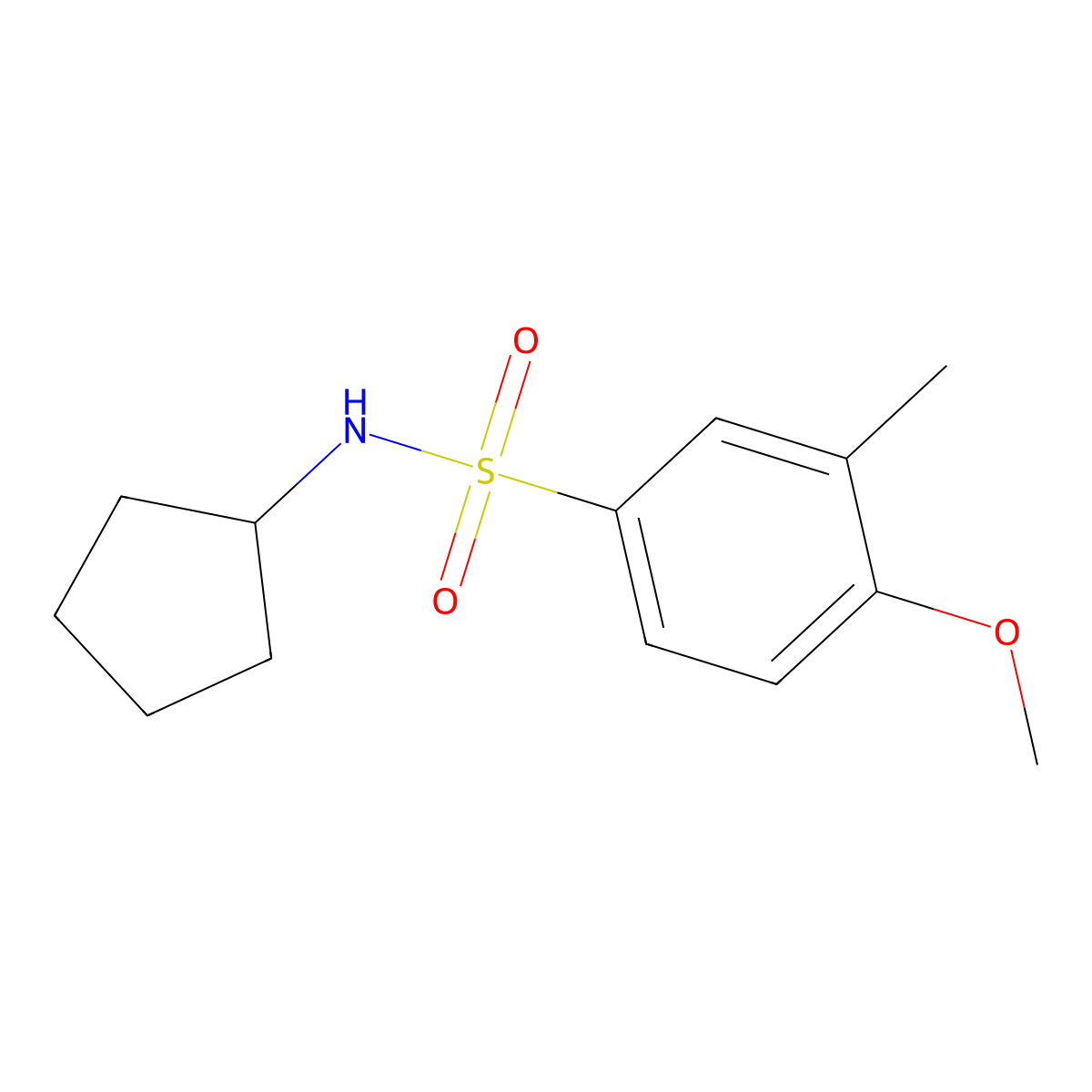 N-cyclopentyl-4-methoxy-3-methylbenzenesulfonamide molecular structure, CAS 676582-97-1
