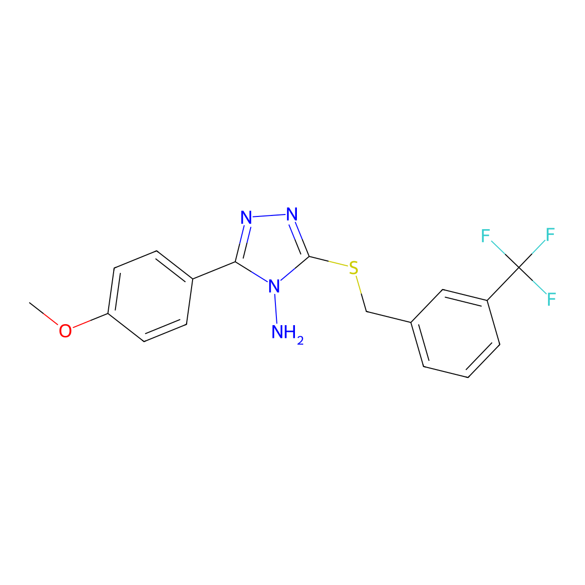 3-(4-methoxyphenyl)-5-{[3-(trifluoromethyl)benzyl]sulfanyl}-4H-1,2,4-triazol-4-amine molecular structure, CAS 676583-14-5