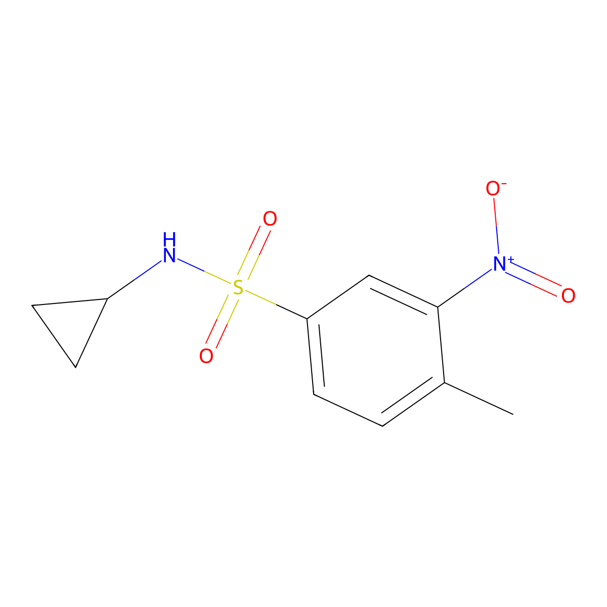 N-cyclopropyl-4-methyl-3-nitrobenzenesulfonamide molecular structure, CAS 676583-30-5