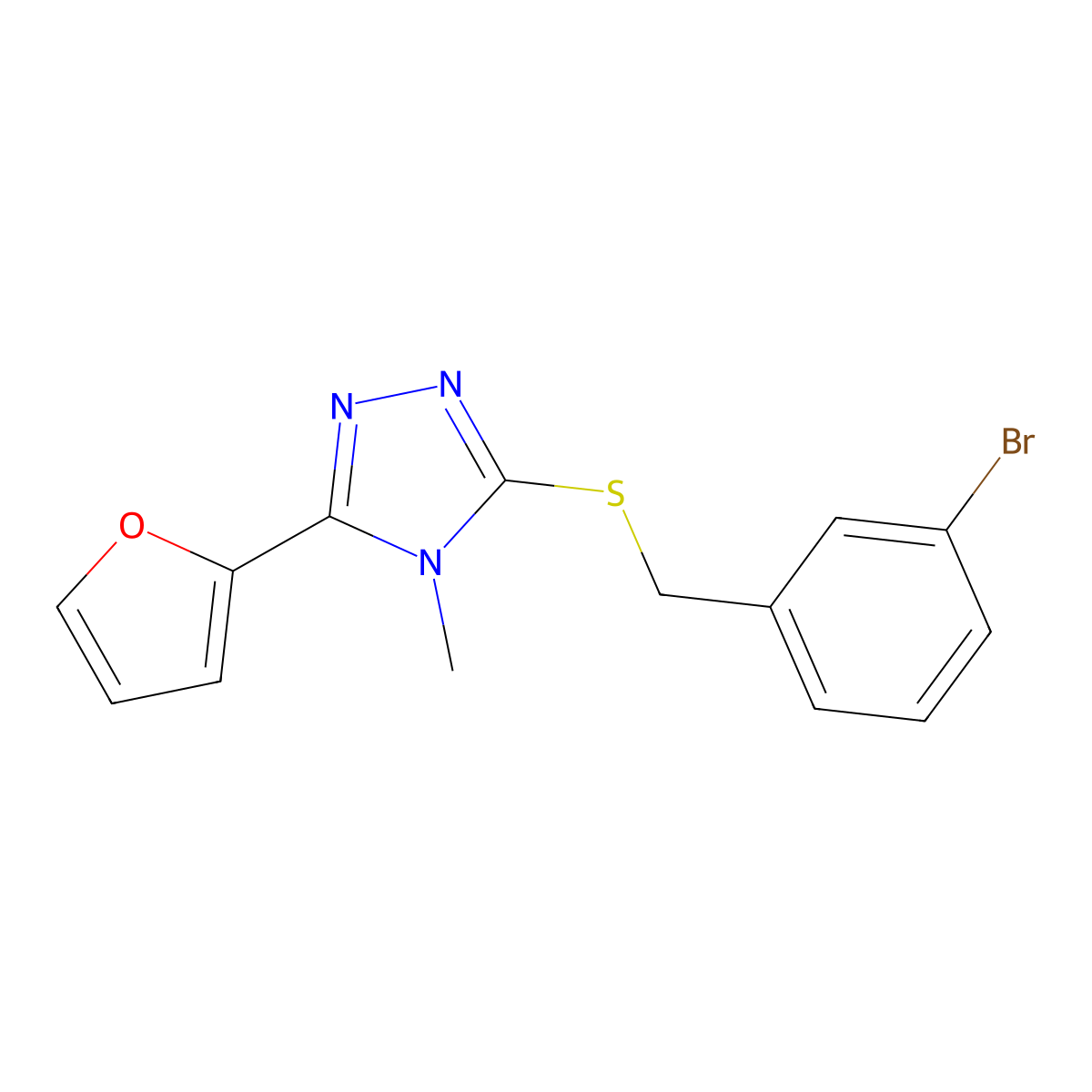 3-[(3-Bromophenyl)methylthio]-5-(2-furyl)-4-methyl-1,2,4-triazole molecular structure, CAS 676584-43-3