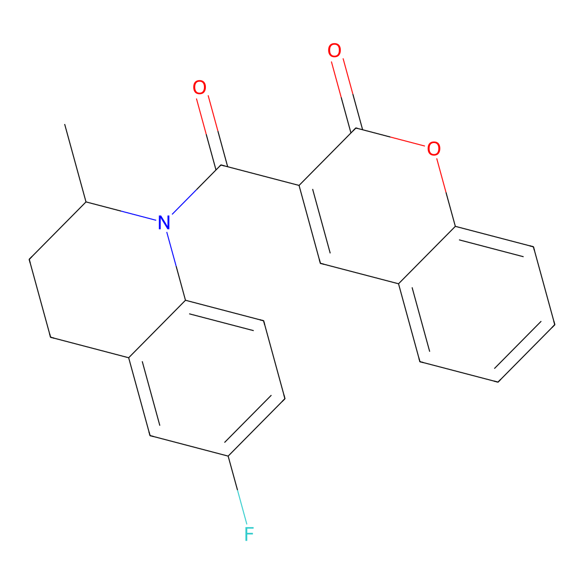 3-(6-fluoro-2-methyl-1,2,3,4-tetrahydroquinoline-1-carbonyl)-2H-chromen-2-one molecular structure, CAS 676584-94-4