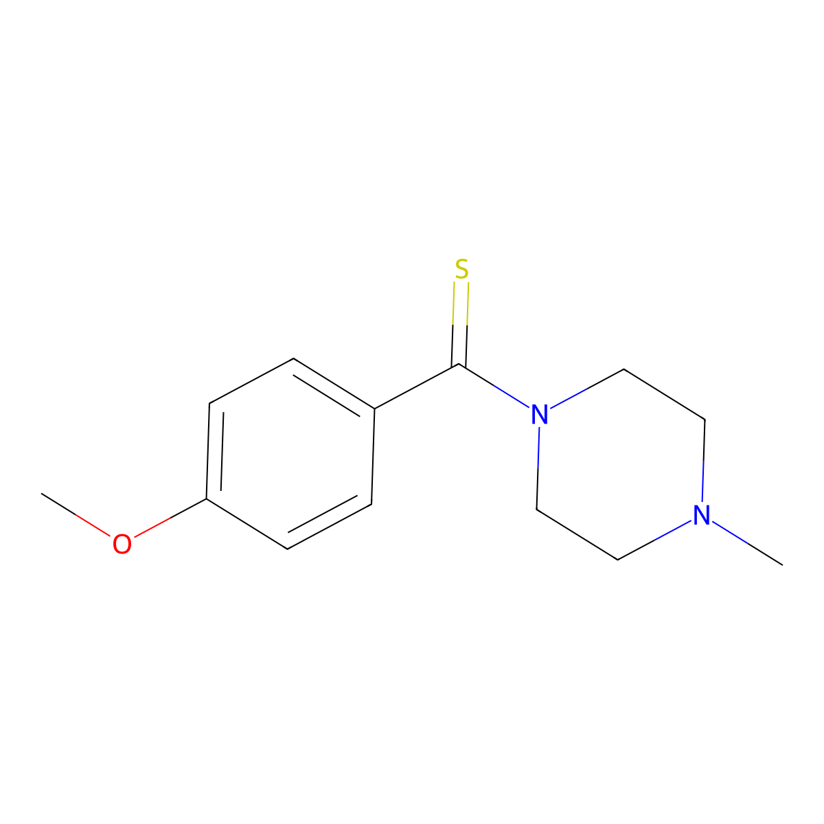 (4-Methoxyphenyl)-(4-methyl-1-piperazinyl)methanethione molecular structure, CAS 676588-07-1