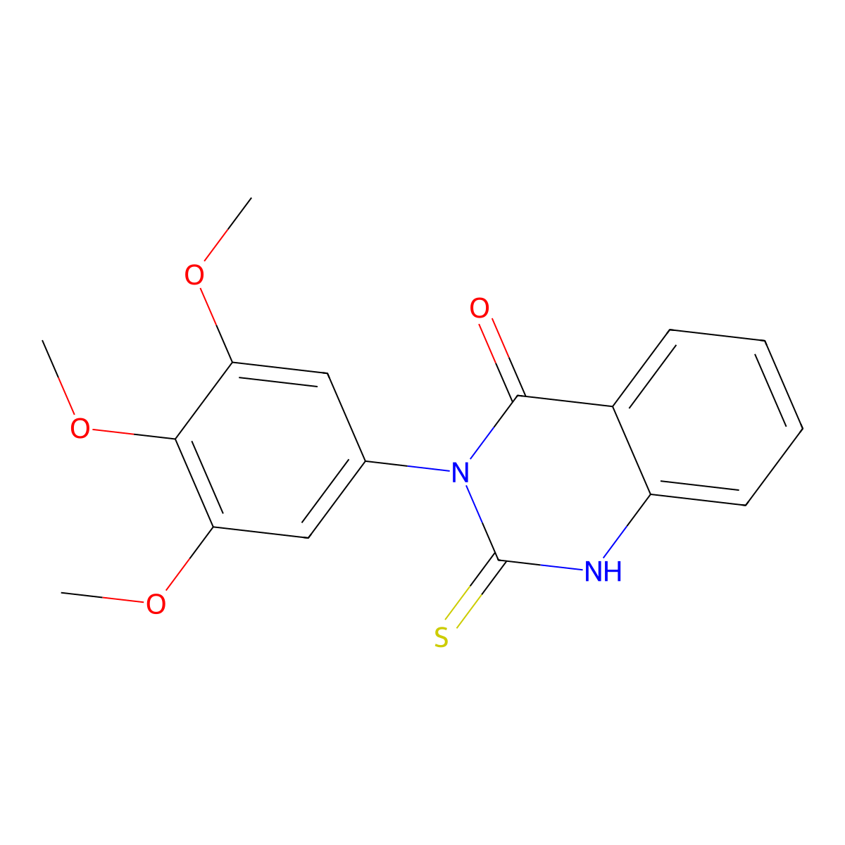 2-mercapto-3-(3,4,5-trimethoxyphenyl)quinazolin-4(3H)-one molecular structure, CAS 676588-99-1