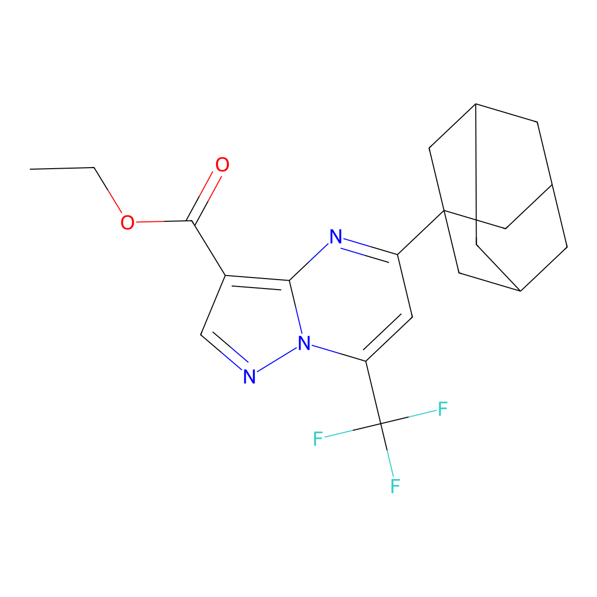 Ethyl 5-(1-adamantyl)-7-(trifluoromethyl)pyrazolo[1,5-a]pyrimidine-3-carboxylate molecular structure, CAS 676589-12-1