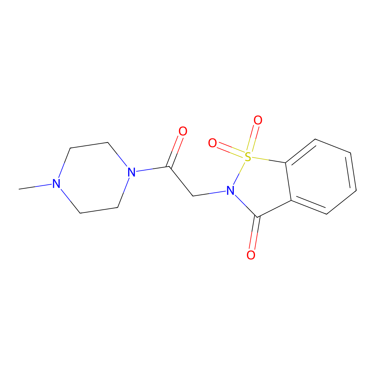 2-[2-(4-methylpiperazin-1-yl)-2-oxoethyl]-1,2-benzothiazol-3(2H)-one 1,1-dioxide molecular structure, CAS 676589-13-2