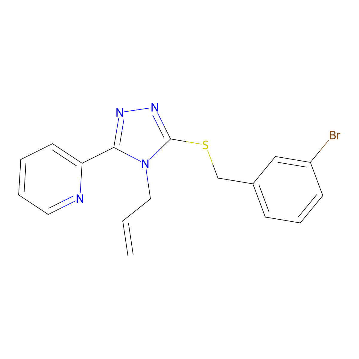 3-[(3-Bromophenyl)methylthio]-4-prop-2-enyl-5-(2-pyridyl)-1,2,4-triazole molecular structure, CAS 676589-38-1