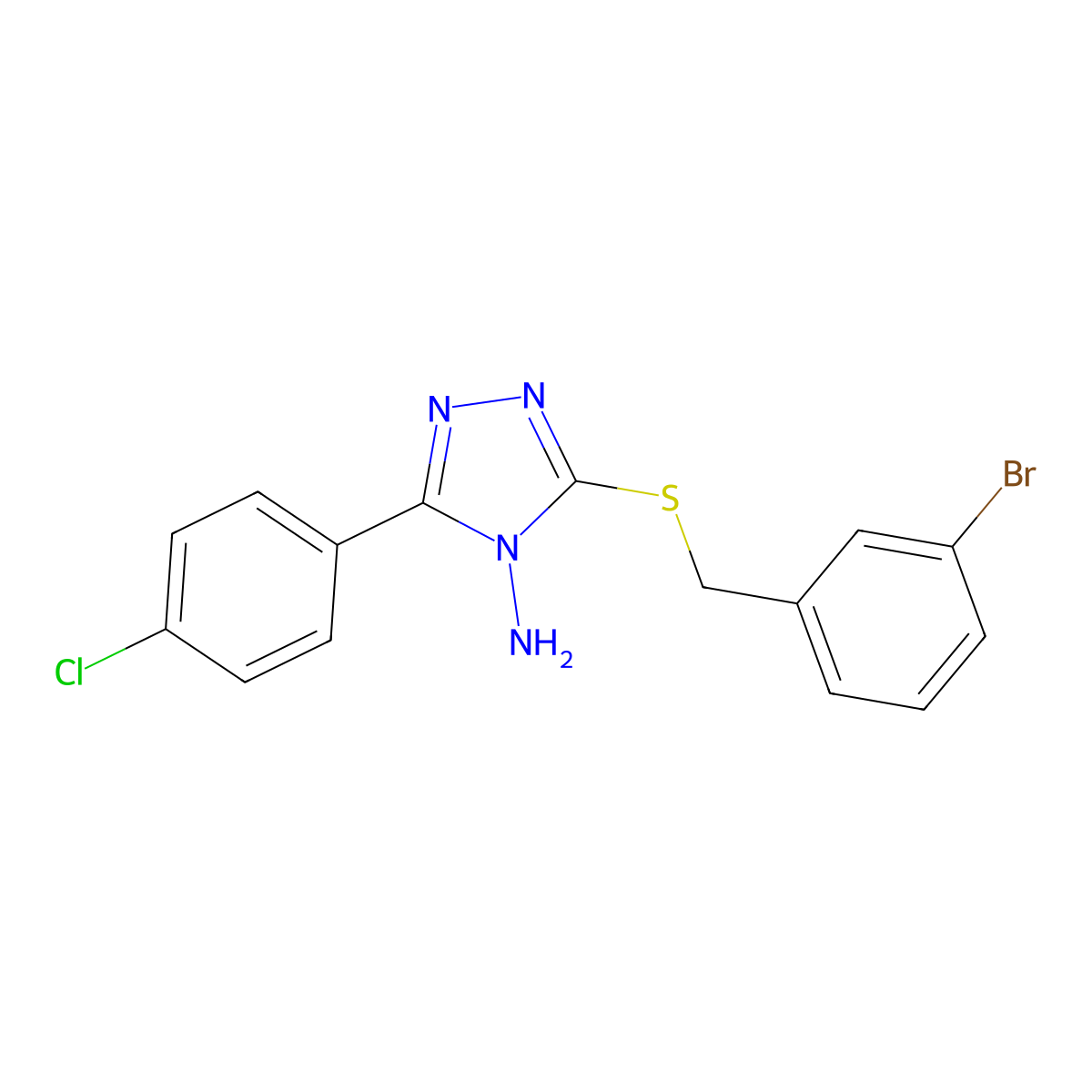 3-[(3-Bromophenyl)methylthio]-5-(4-chlorophenyl)-1,2,4-triazole-4-ylamine molecular structure, CAS 676589-88-1