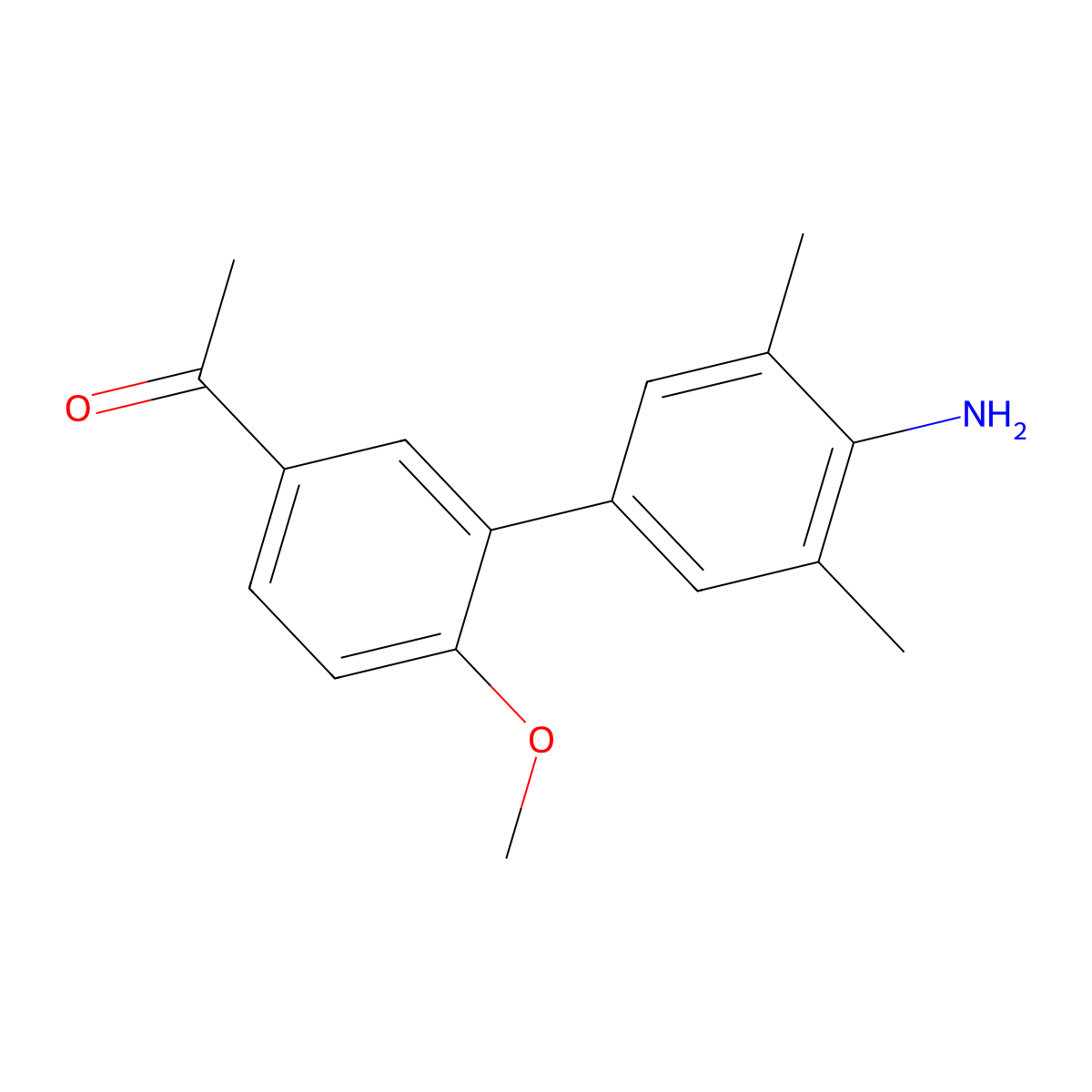1-(4'-Amino-6-methoxy-3',5'-dimethyl[1,1'-biphenyl]-3-yl)ethan-1-one molecular structure, CAS 67659-00-1