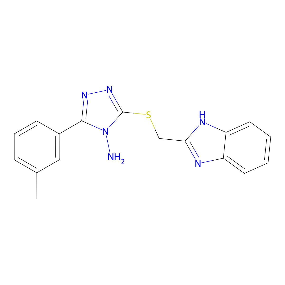 3-[(1H-benzimidazol-2-ylmethyl)sulfanyl]-5-(3-methylphenyl)-4H-1,2,4-triazol-4-amine molecular structure, CAS 676590-15-1