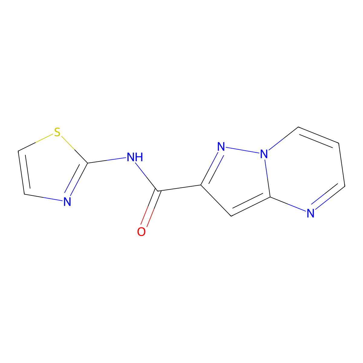 N-(Thiazol-2-yl)pyrazolo[1,5-a]pyrimidine-2-carboxamide molecular structure, CAS 676590-20-8