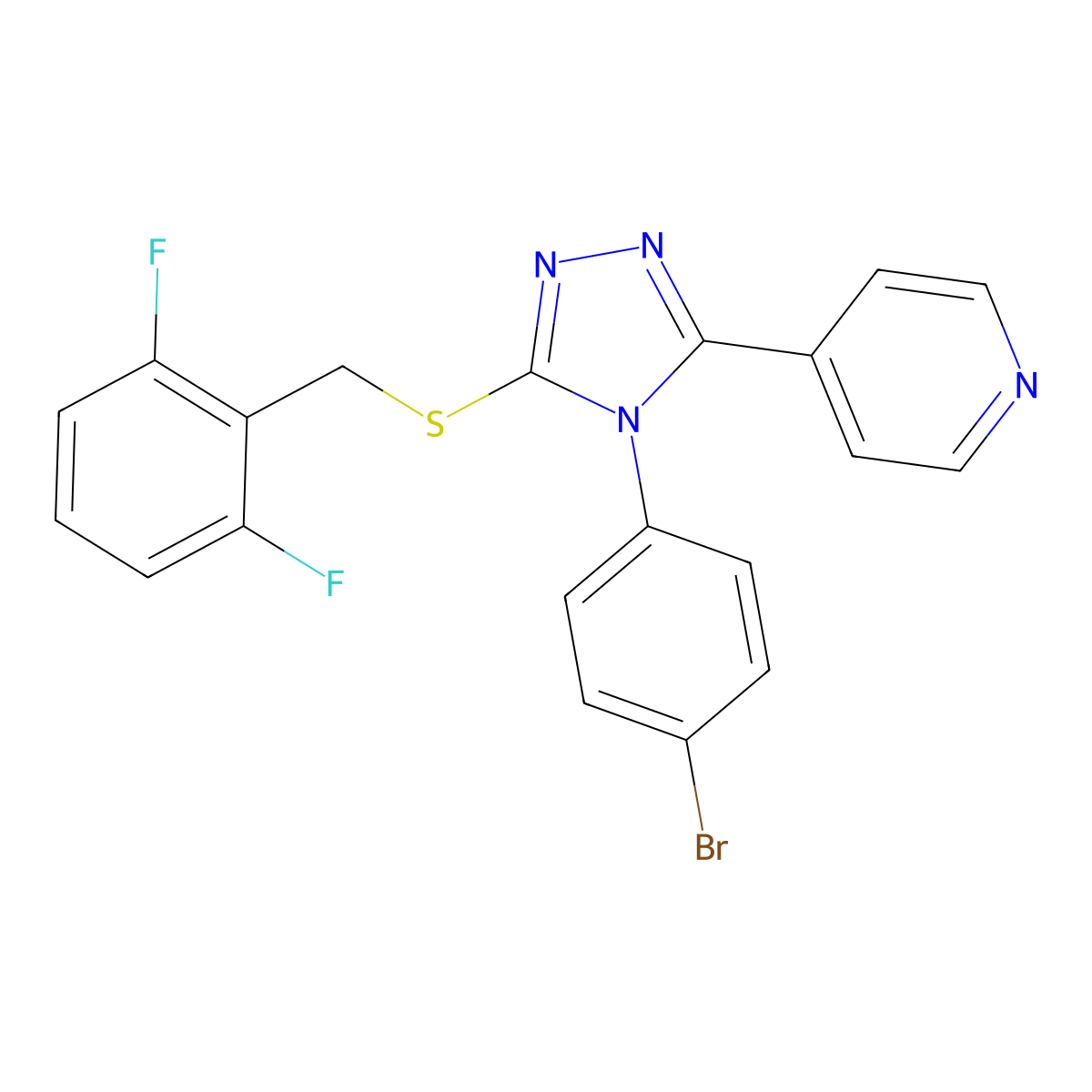4-{4-(4-bromophenyl)-5-[(2,6-difluorobenzyl)sulfanyl]-4H-1,2,4-triazol-3-yl}pyridine molecular structure, CAS 676590-69-5