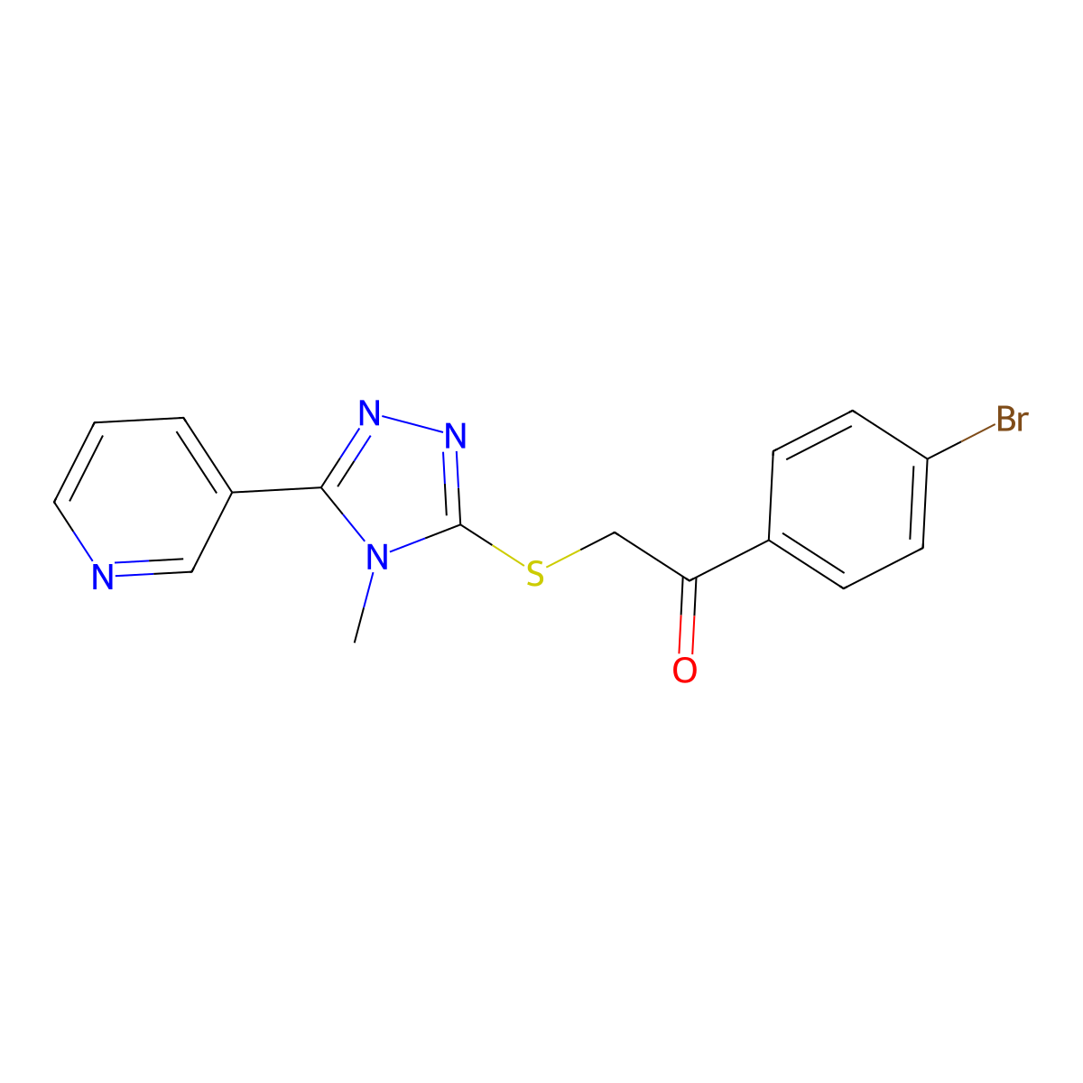 1-(4-bromophenyl)-2-{[4-methyl-5-(pyridin-3-yl)-4H-1,2,4-triazol-3-yl]sulfanyl}ethanone molecular structure, CAS 676590-94-6