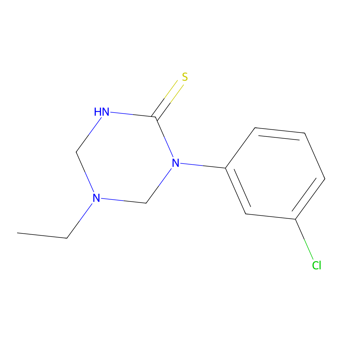 1-(3-Chlorophenyl)-5-ethyl-1,3,5-triazinane-2-thione molecular structure, CAS 676591-23-4